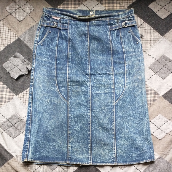 Vintage Acid Wash Denim Skirt - Picture 1 of 4